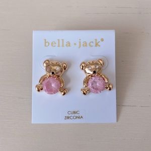 NWT Bella Jack gold cubic zicronia teddy bear earrings
